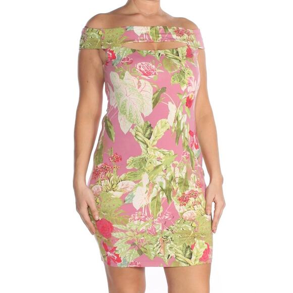 GUESS Navine Cut-Out Off-The-Shoulder Bodycon Dress - Picture 1 of 10